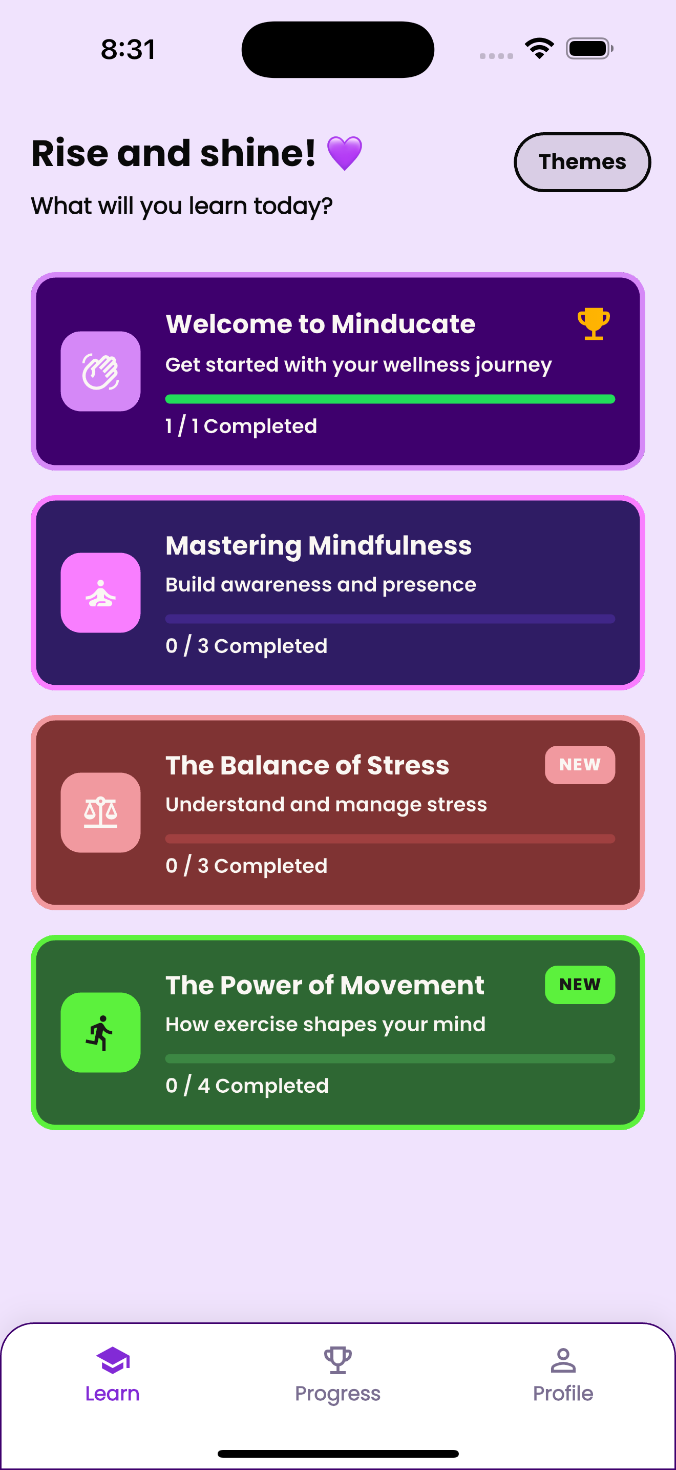 Preview of the Minducate app on a phone